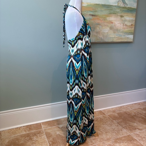 Coastal Beach Colorful Halter Maxi Sundress Sz M - Picture 4 of 12